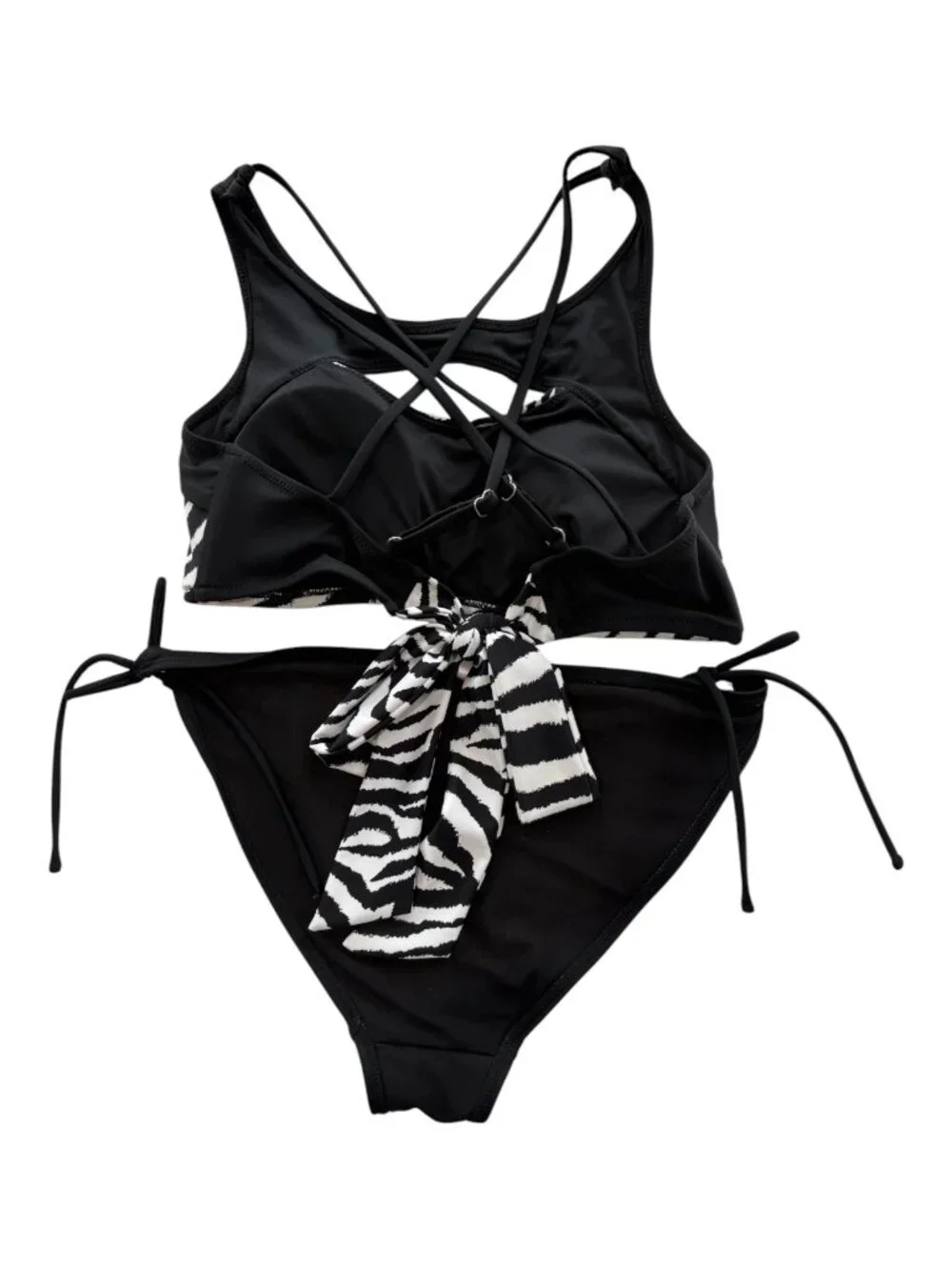No Boundaries Zebra Print Black Bikini 2-Pc Set - Size M (1704-10)